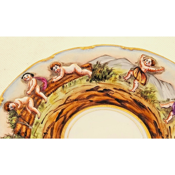 CUP & SAUCER-VON SCHIERHOLZ-CAPRI-3D Embossed-Cherubs-Unique Set-Gold Trim - Picture 11 of 16